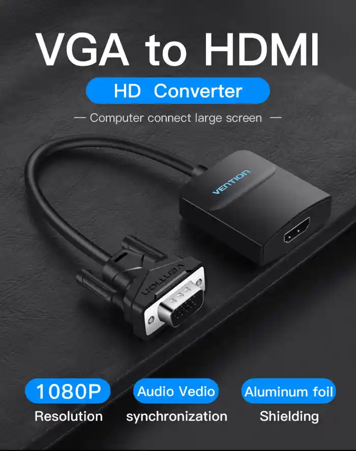 Vention ACNBB VGA to HDMI Converter with Female Micro USB and Audio Port